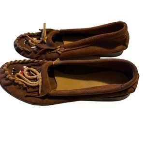 Moccasins brown leather beaded loafer size 8
